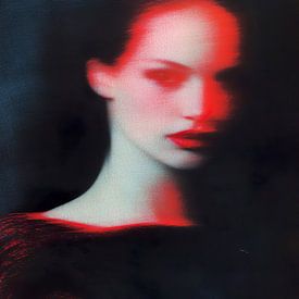 Whisper; mysterieus portret in rood en zwart van Lauri Creates