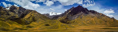 Very wide panorama of the Andes Mountains in Peru