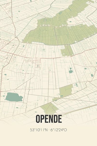 Vintage map of Opende (Groningen) by Prints of Place