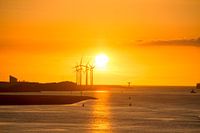 sunset in the port of Rotterdam