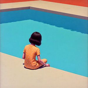 Fille au bord de la piscine Un moment de calme