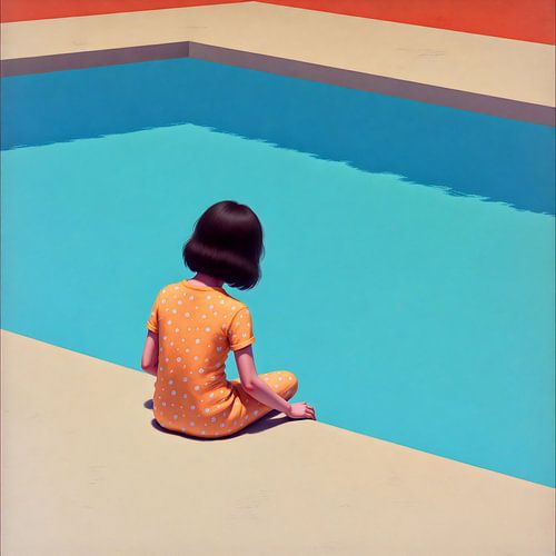 Meisje bij het zwembad Een stil moment