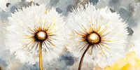 Dandelions met pluizenbollen /Paardenbloemen