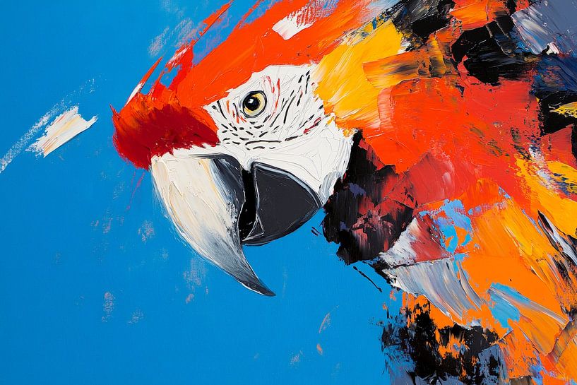 Ara multicolore sur fond bleu ciel par Poster Art Shop