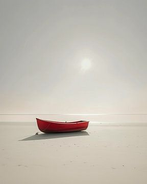 Stilte met een boot aan de Baltische kust van fernlichtsicht