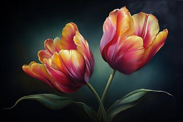 Flowering tulips by Thea