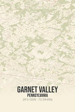Vintage landkaart van Garnet Valley (Pennsylvania), USA. van MijnStadsPoster