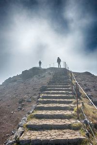 people on the pico arieiro on madeira island