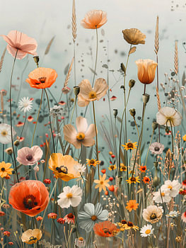 Veldbloemen in zachte pastelkleuren
