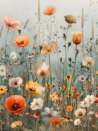 Wildflowers in soft pastel shades