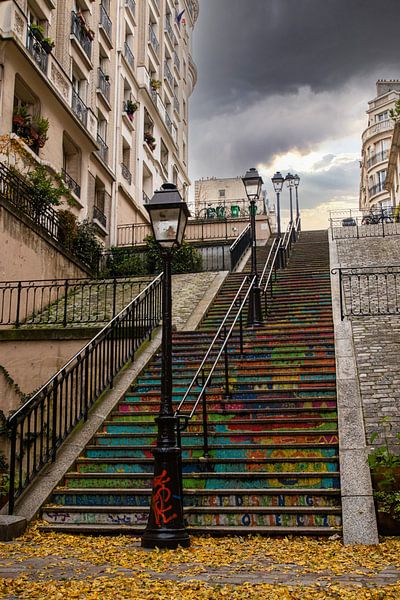 Colorful stairs in Paris by Nynke Altenburg
