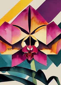 Verse Art Deco Orchidee - Kubisme 1920 van Wolfsee