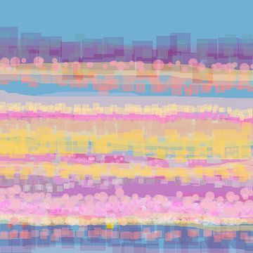Geometrisch landschap met cirkels en vierkanten 1 van Claudia Gründler