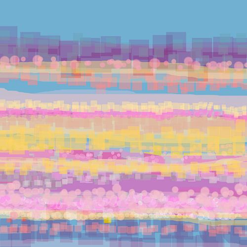Geometrisch landschap met cirkels en vierkanten 1