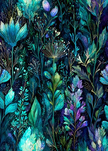 Tropische vibes Bloemengroen donker