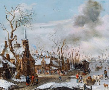 Winter mit Markt, Salomonrombouts - 1702