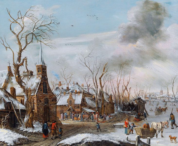Winter mit Markt, Salomonrombouts - 1702 von Atelier Liesjes