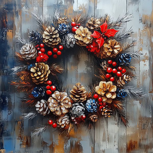 Couronne de Noël | Couronne de groseilles par Peinture Abstraite