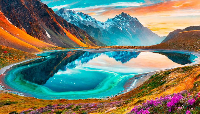 Prachtig landschap met meer van Mustafa Kurnaz