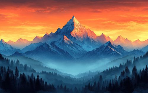 Pics majestueux au lever du soleil