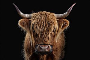 Portret van schotse hooglander koe van Vlindertuin Art
