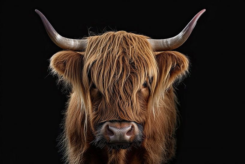 Portrait of Scottish highland cow by Vlindertuin-Art