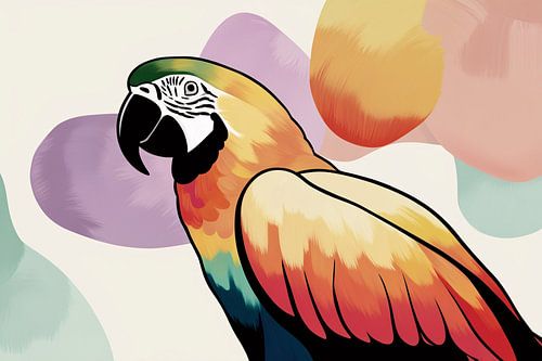 Kleurrijke papegaai met abstracte vormen