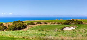 Panoramisch landschap van een golfbaan. Nieuw-Zeeland van Yevgen Belich