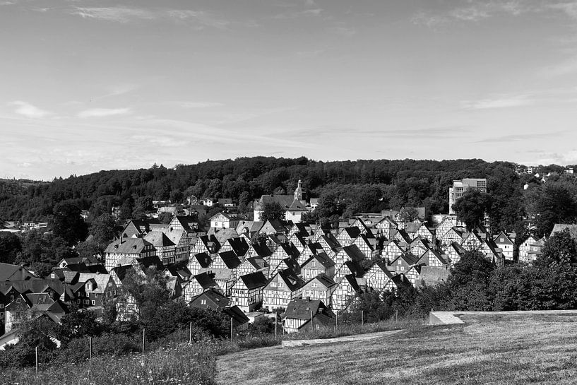 Freudenberg - Half-timbered houses in the district &quot;Alter Flecken&quot; - black and white by Frank Herrmann