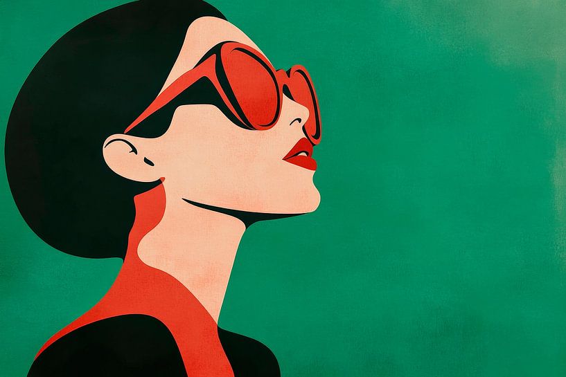 Dame élégante avec lunettes de soleil de profil par Poster Art Shop