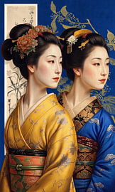 Japanese Geisha Collage Portrait von Marja van den Hurk