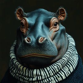 L'hippopotame habillé pour l'hiver sur Ton Kuijpers