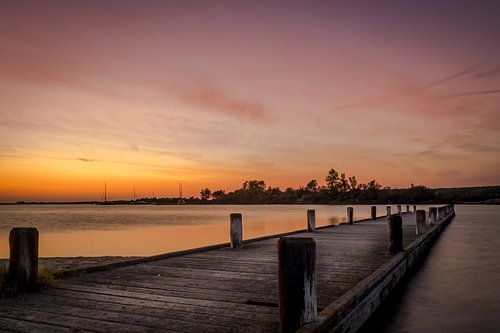 Zonsondergang op het veerse meer.