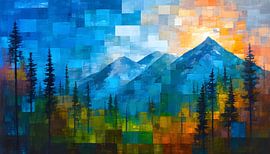 Abstract forest and mountains oil painting by Jan Bechtum