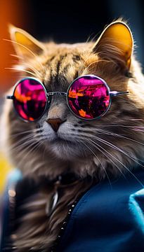 Hippie kat met zonnebril staand panorama van TheXclusive Art