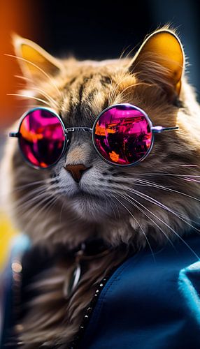 Chat hippie avec lunettes de soleil debout panorama