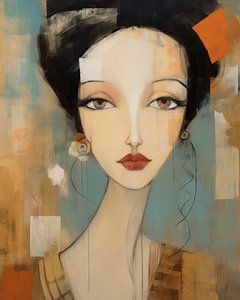 Illustration, portrait moderne et abstrait sur Carla Van Iersel