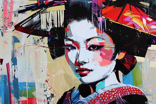 Digitaal abstract kunstwerk Japan