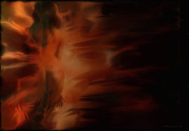 Silhouette in Flames & ’s Shadow – Abstract Nude Study in Warm Gold (Fine Art Oil Painting)