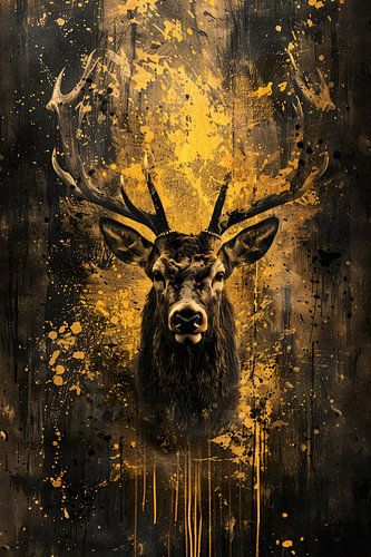 Mystiek hert in abstracte expressieve kleuren