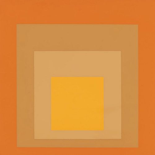 Josef Albers - studie voor hommage aan het vierkant, geel, oranje, beige, hoge resolutie