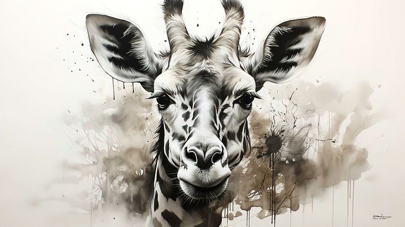 pen drawing of a giraffe by Gelissen Artworks