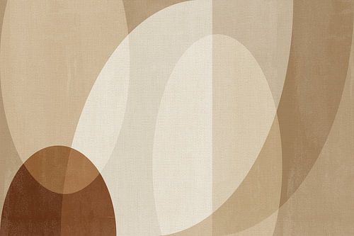 Abstracte kunst in bruine en beige kleuren op linnen