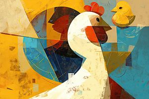 Peinture du coq | Formes colorées de la vie à la ferme