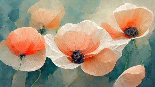 Modern Abstract.  Klaprozen als crêpepapier