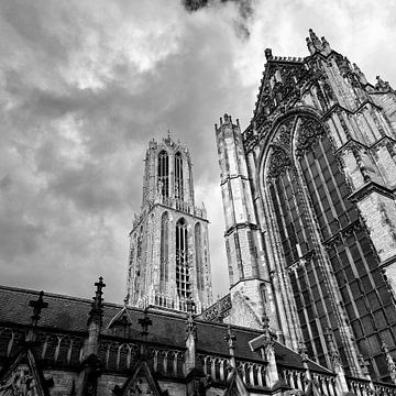 De Domtoren van Utrecht vanuit de Pandhof (vierkant)
