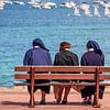 Drie nonnen aan de haven van Port-Blanc van Evert Jan Luchies