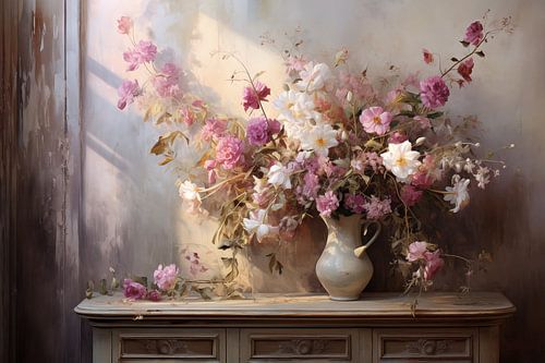 Romantisch Bloemenboeket Schilderij