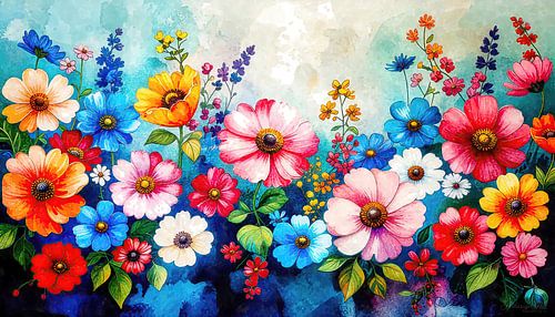 Florale wereld als aquarel