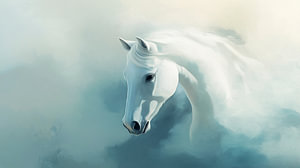 abstrakte Aquarellmalerei weißer Schimmel Pferd